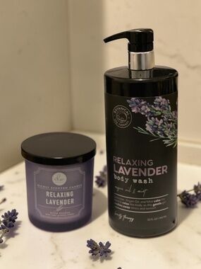 Lavender Spa Set 💜 Body Wash + Candle Relaxing Self Care Bundle